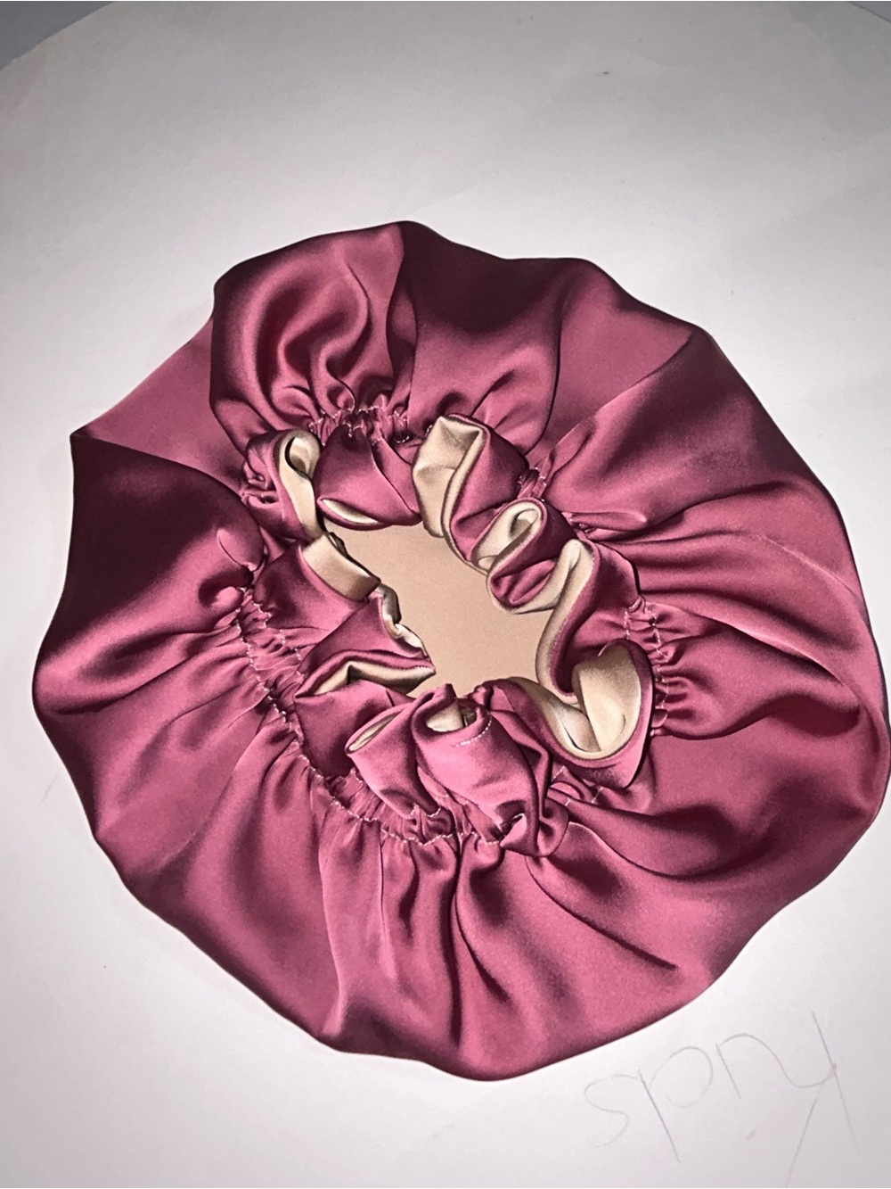 Silk Reversible Hair Bonnet - Rose Pink with Champagne Lining